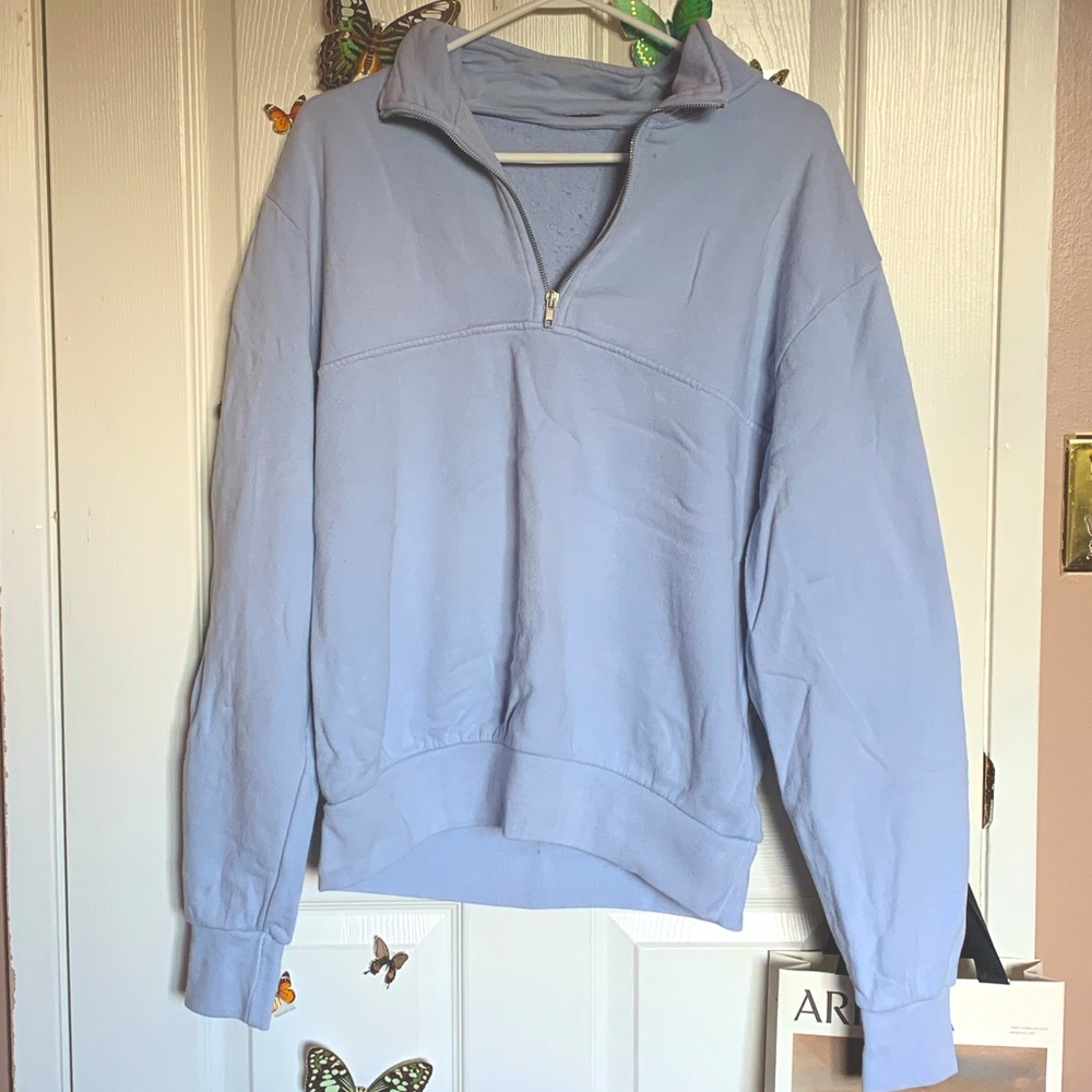 BRANDY MELVILLE baby blue quarter zip sweater